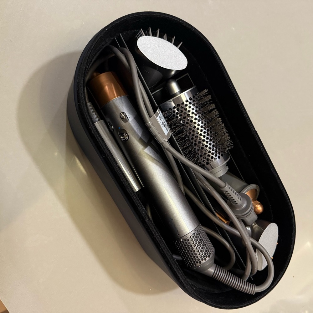 LONG Dyson Airwrap Styler in Silver and Copper - PLUS large round brush.